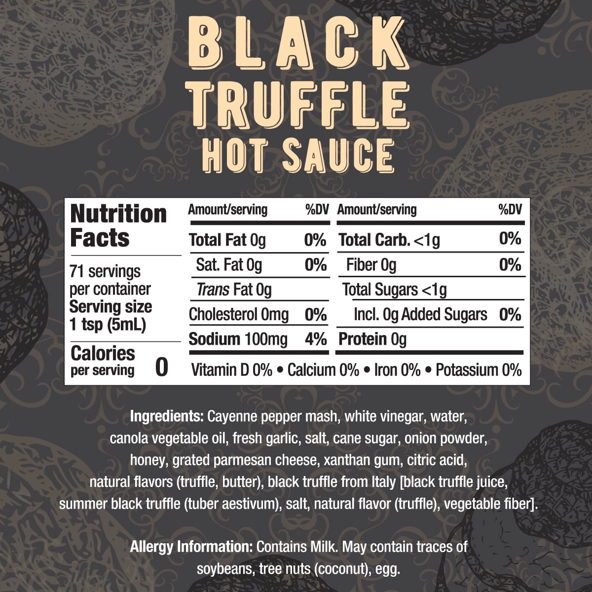 (6 pack) Melinda's Black Truffle Hot Sauce, Condiment and Sauce, 12 oz