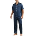 thumbnail image 4 of INSPIRE CHIC Satin Pajamas Set for Men's 2 Pieces Sleepwear Sleepshirt Sleep Pants Casual Loungwear, 4 of 6