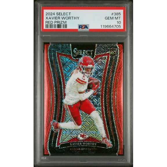 2024 Panini Select Red Prizm Xavier Worthy #385 RC Suite Level /49 PSA 10