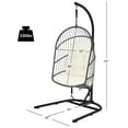 thumbnail image 3 of Costway Hanging Wicker Egg Chair w/ Stand Cushion Foldable Outdoor Indoor Beige, 3 of 10