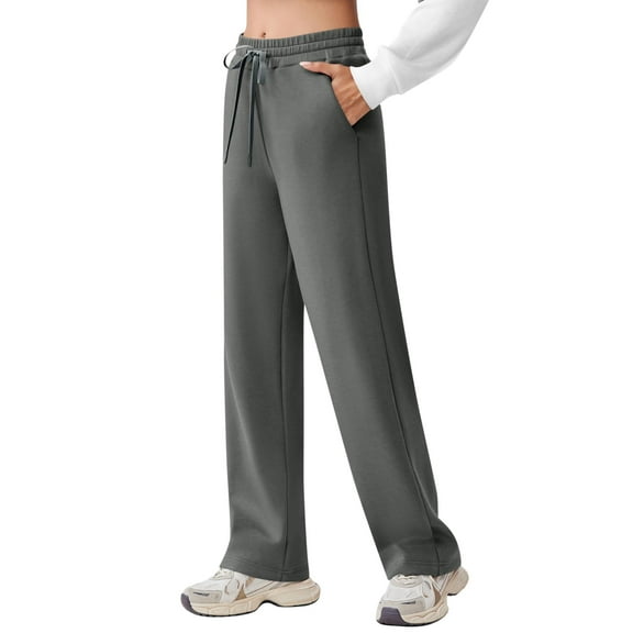PINSPARK Womens Wide Leg Sweatpants High Waisted Baggy Yoga Pants Fashion Drawstring Athletic Joggers Pants with Pockets