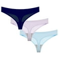 thumbnail image 2 of HVOBTTY Breathable Panties for Women, Underwear Women Pack, 3PC Women's Summer Seamless Breathable Thong Low Waisted Underwear BlueA, XS, 2 of 3