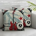 thumbnail image 3 of GOSMITH Throw Pillow Covers Electric Guitar Music Microphone Decorative Pillow Cases Modern Home Decor Square Pillowcases White, 3 of 5