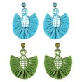 thumbnail image 1 of 2 pares de pendientes redondos de rafia – Pendientes de paja boho – Pendientes colgantes geométricos para mujeres y niñas, 1 of 5