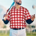 thumbnail image 5 of Lsque Red Checkboard Pattern Mens Polo Golf Shirts Funny Graphics Shorts Sleeve Button Shirts Baseball T-shirt-4X-Large, 5 of 7