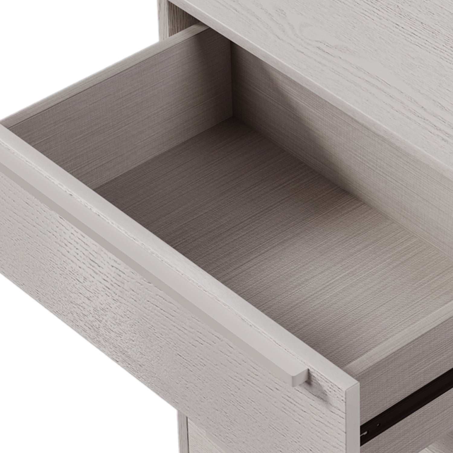 Kadyn MDF Side Table, Modern Style Nightstand with 5-Drawer and Wood Legs, Bedside End Table for Bedroom, Stone Gray