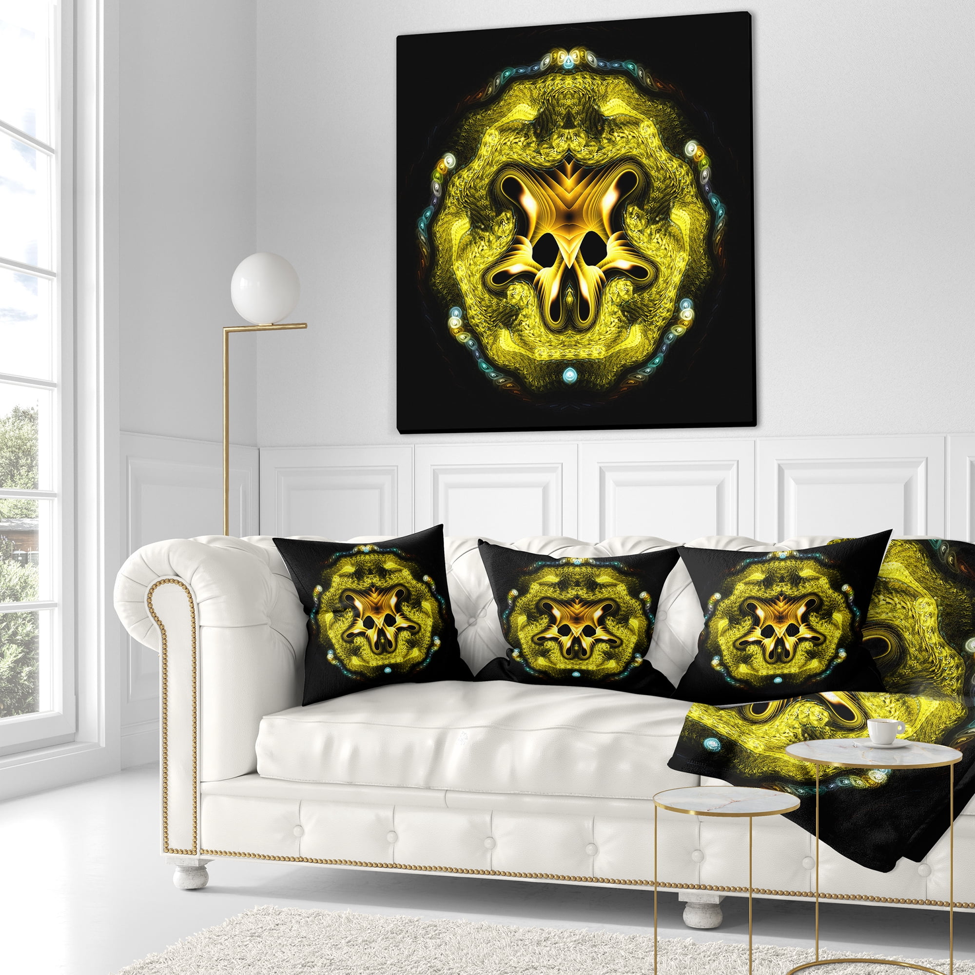 Designart 16" x 16" Abstract Multi-color Fractal Polyester Throw Pillow