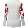 thumbnail image 4 of CEHVOM Femmes Mode Décontractée Imprimé Col en V Manches Longues Fermeture Éclair Hauts Blouse, 4 of 4