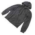 thumbnail image 4 of Sudadera con capucha y cremallera para hombre, de algodón cálido, con bolsillo lateral y cordón, para uso diario, color gris oscuro, XL, 4 of 15