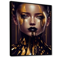 Designart Sensual Liquid Gold Woman VI Floating Frame Wall Art