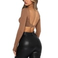 thumbnail image 2 of Fortune Women Square Neck Long Sleeve Crop Tops Solid Color Cropped Top Low Cut Tank Top, 2 of 5