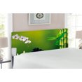 thumbnail image 2 of Spa Headboard, Bamboo Flower Stone Wax on the Table Orchid Rock Healthy Lifestyle Theme, Upholstered Decorative Metal Bed Headboard with Memory Foam, Full Size, Fern Green Fuchsia White, by Ambesonne, 2 of 4