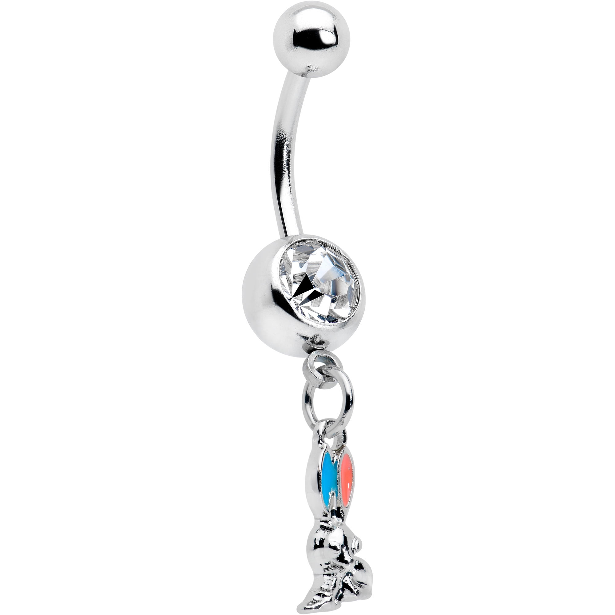 Body Candy Womens 14G 316L Steel Piercing Easter Bunny Red Blue