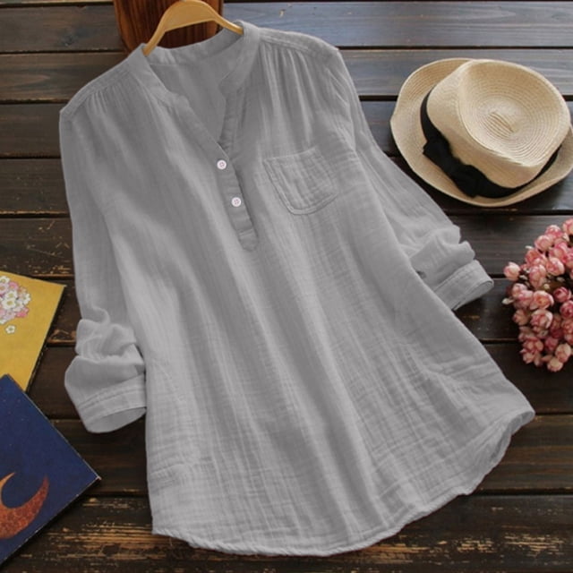 Women's Knot Long Sleeved Button Down Small V Neck Shirt Loose Multicolor Top Sports Tops for Women Oversize Denim Shirt Ladies Blouses Button down Medium Sleeves for Ladies under Shirts Women Long