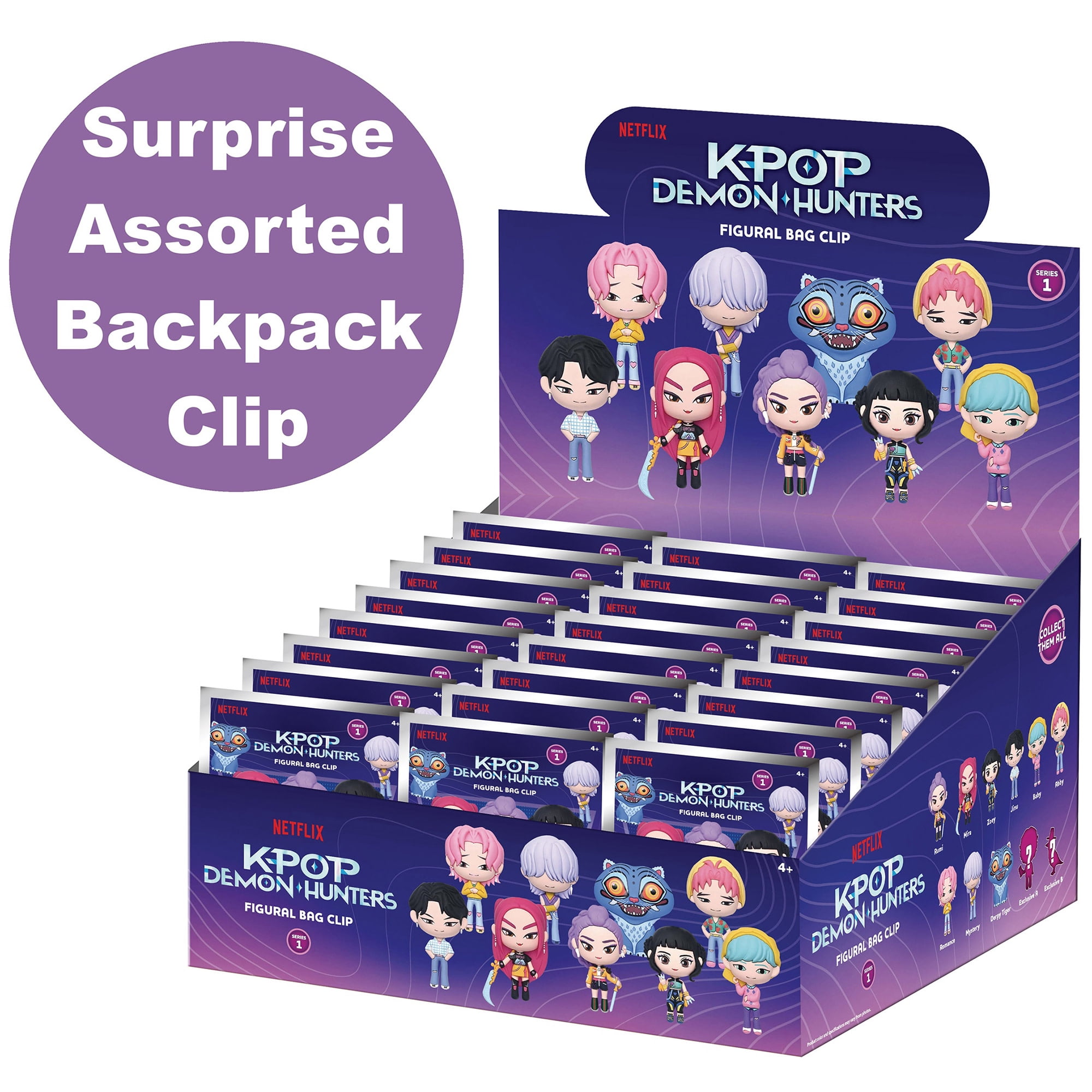 Netflix: Backpack Clip Blind Bag - KPOP Demon Hunters - 3" Mystery Collectible Figure, 3D Sculpt Characters, Metal Clip & Chain, Surprise Licensed Toy