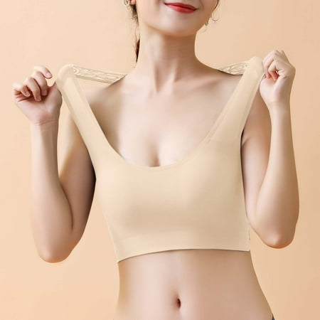 

MPWEGNP Womens Beauty Back Underwear Big Chest Show Small Thin Bra Seamless No Steel Ring Bra Gather Vest Bra