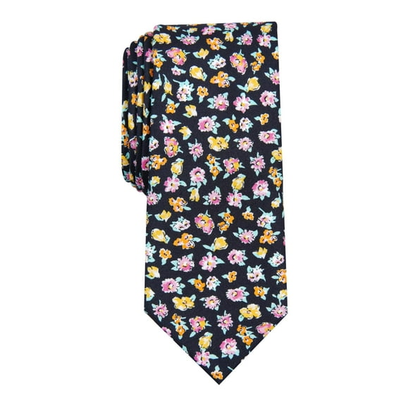 Bar III Mens Newbury Floral Floral Print Business Neck Tie Black