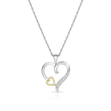 Natalia Drake 10K Yellow Gold and Silver Diamond Heart Necklace for Women (Color HI / Clarity I2)