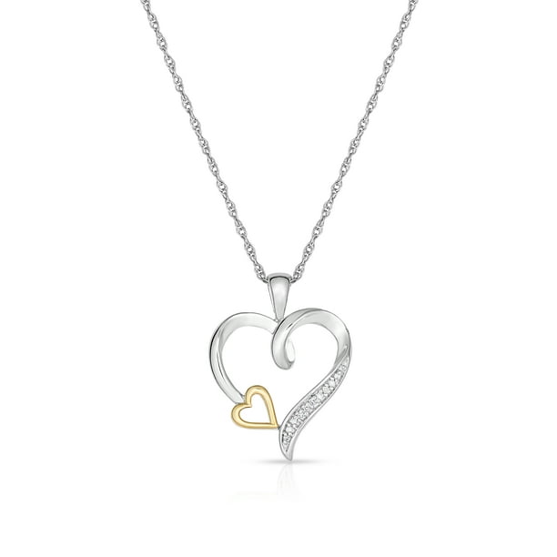 NATALIA DRAKE 10K Yellow Gold and Silver Diamond Heart Necklace for ...