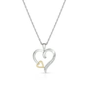 NATALIA DRAKE 10K Yellow Gold and Silver Diamond Heart Necklace for Women (Color HI / Clarity I2)