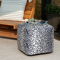 Amur Blue 18" x 18" x 18" Blue & Ivory Pouf