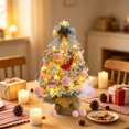 thumbnail image 4 of 2026 Christmas Home Party Decoration Flocked Wintery Mini Tabletop Christmas Tree Before Lit Small Xmas Tree With Velvet Balls Ornaments Desktop Christmas Decor Christmas Celebration Party, 4 of 6
