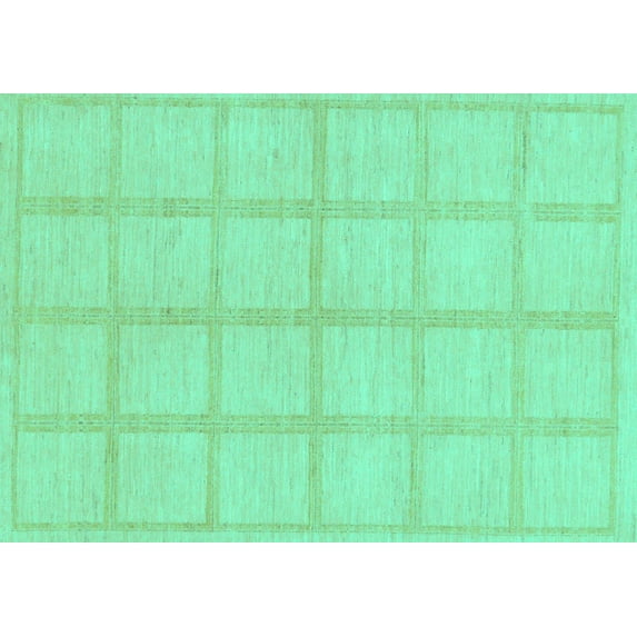 Ahgly Company Indoor Rectangle Solid Turquoise Blue Modern Area Rugs, 4' x 6'