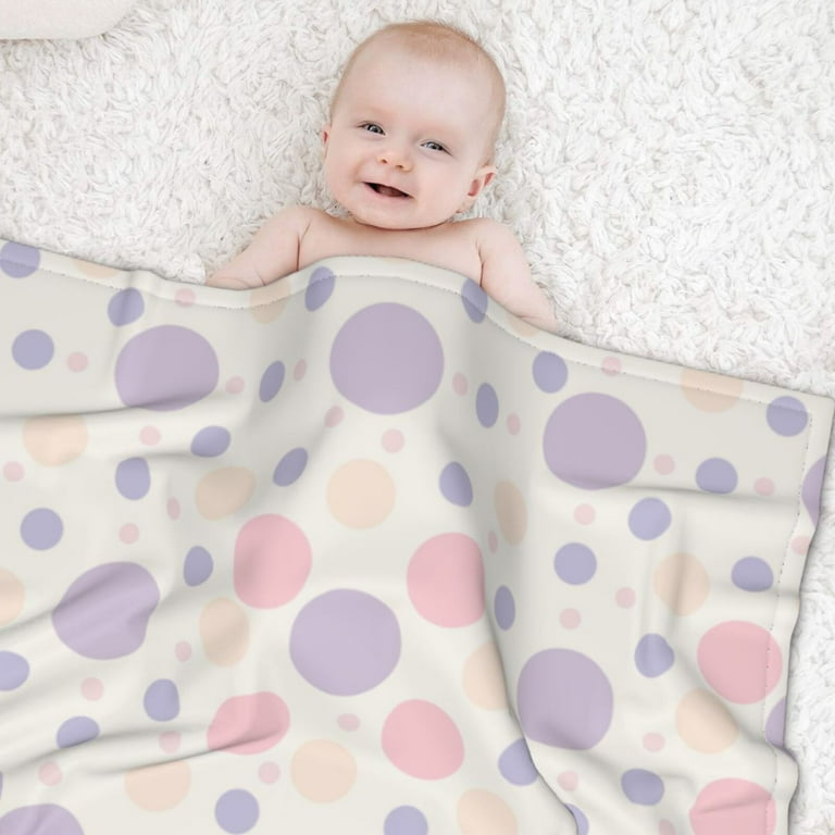 ZNDUO Baby Blanket Soft and Cosy Polyester Blanket 40 x 30 Inch Baby Throw Blanket Purple Pink Polka Dots Pattern