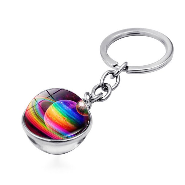 Keychains Cosmic Galaxy Time Gemstone DoubleSided Glass Ball