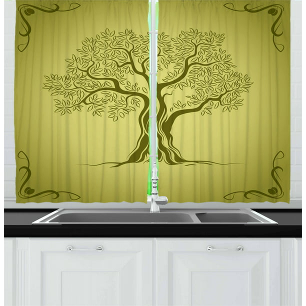 Olive Green Curtains 2 Panels Set, What Color Goes With Olive Green Curtains