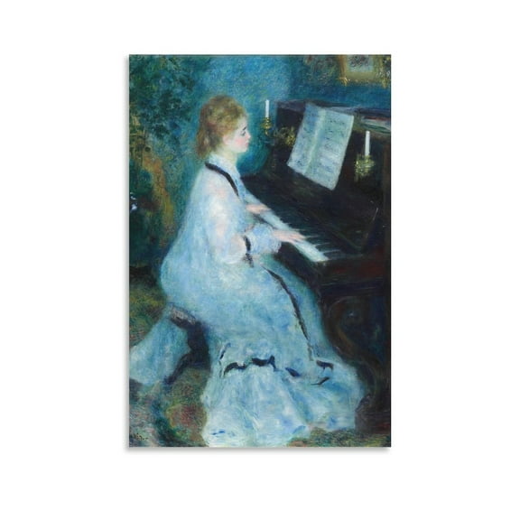 Pierre Auguste Renoir Print Painting Woman at The Piano Picture Print Canvas Poster Wall Paint Art Posters Decor Modern Home Artworks Gift 12x18inch(30x45cm)