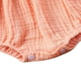 thumbnail image 4 of Bébé Fille Été Automne Basique Plaine Manches Courtes Coton Lin Cordon Romper Combinaison, 4 of 7