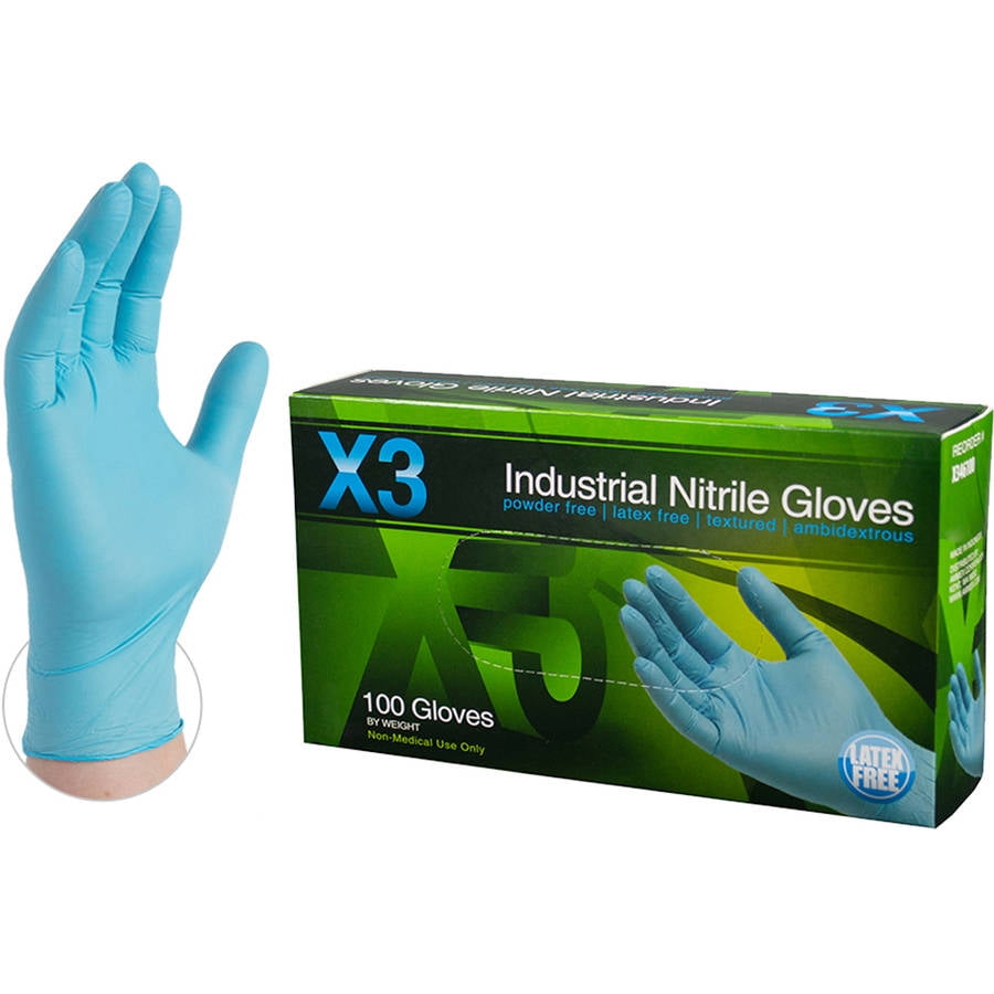 X3 Blue Nitrile Industrial Disposable Gloves, Small by AMMEX