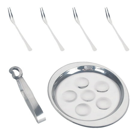 

HOMEMAXS 1 Set Stainless Steel Food Dish Escargot Plate Fork Clip Kitchen Utensils
