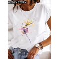 thumbnail image 3 of Top básico con estampado de mariposa de libélula explosiva para mujer, Camiseta holgada de manga corta con cuello redondo, camiseta de gran tamaño, ropa para mujer, 3 of 5