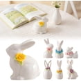 thumbnail image 2 of Ceramic Rabbit Figurine – Spring Easter Table Decor, White Bunny Statue for Desk, Shelf, or Centerpiece, 2 of 5