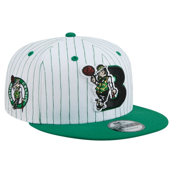 Men's New Era White Boston Celtics Deceptor Pinstripe 9FIFTY Snapback Hat