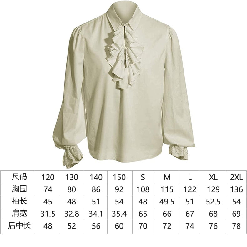 Camisas medievales piratas para hombre camisa gotica steampunk con volantes camisa de manga larga blusas victorianas renacentistas camisa para hombre Bodega Aurrera en linea