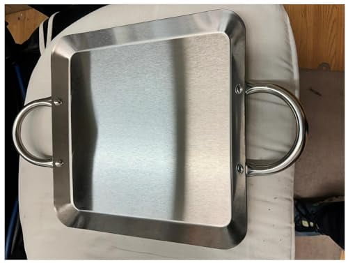 Mexican Style Comal Plano Griddle Acero Flat Grill Stainless Steel Square Cuadrado W/Handle Hanger 11.5x11.5"