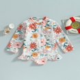 thumbnail image 2 of QJUHUNG Kid Baby Girls One Piece Swimsuit Long Sleeve Zipper Swimwear Ruffle Rashguard Bathing Suits Beachwear, 2 of 8