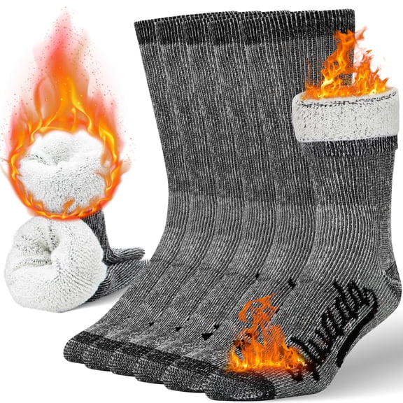Fu997 Merino Wool Hiking Socks Thermal Warm Crew Winter Boot Sock For Men & Women 3 Pairs