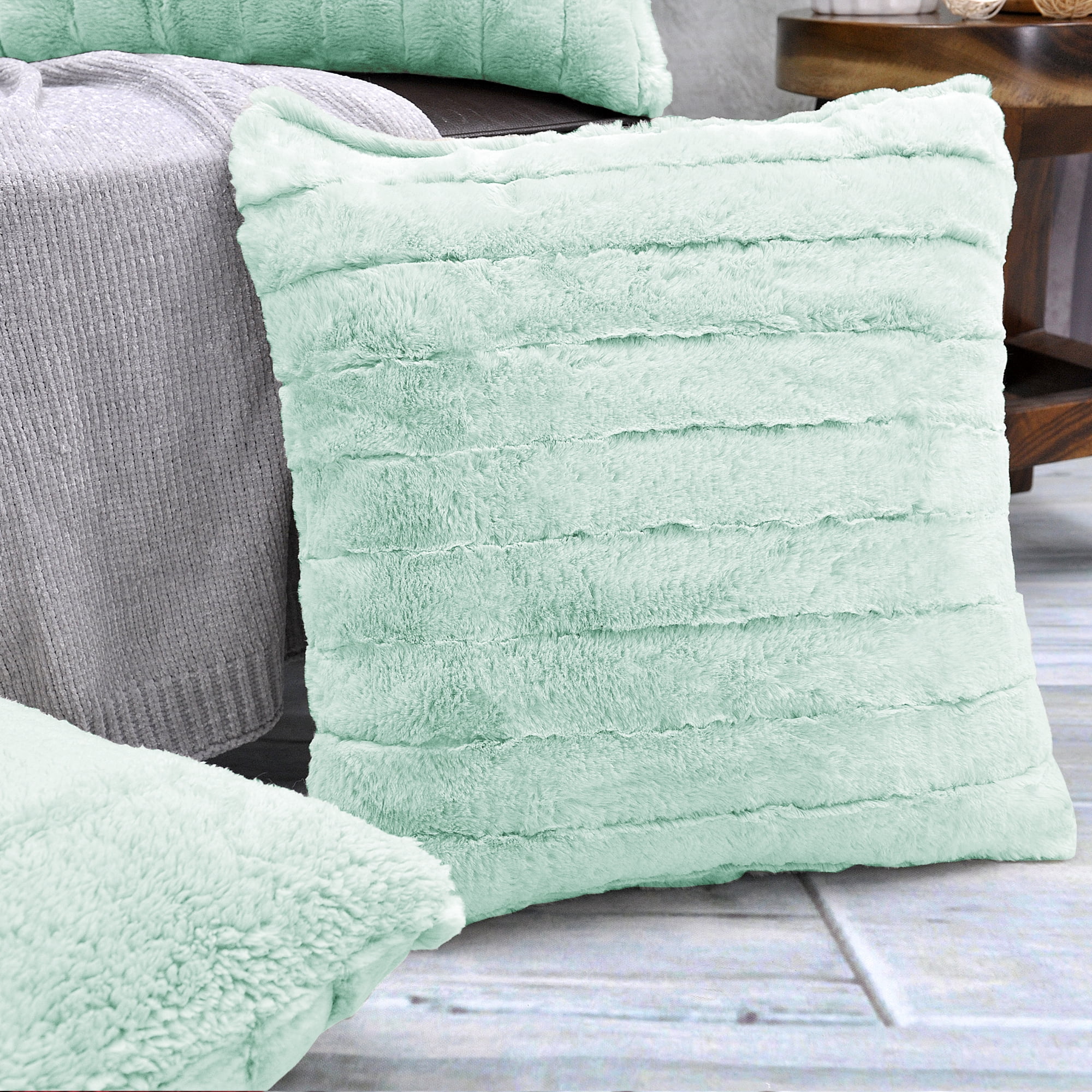 Home Soft Things Super Soft Decorative Pillow Covers, Set of 4, 20x20 inches, Bleached Aqua