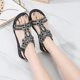 thumbnail image 4 of Zapatos Verano Sandalias Planas Bohemio Punta Abierta Diamantes Imitación para Mujeres Y Niñas, 4 of 9