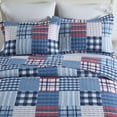 thumbnail image 6 of Visimisi Cotton Bedding Quilt Sets Reversible Real Patchwork Coverlet Sets All Season Blue Bedspread, Plaid Patchwork Pattern,Queen Size, 6 of 10