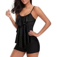 thumbnail image 4 of Women‘s Split Swimsuit  Layered Ruffled Split Swimsuit Top  Two-piece Swimsuit With Boxer Shorts, 4 of 8