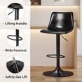 thumbnail image 3 of Waleaf Swivel Bar Stools Set of 2, Modern Adjustable Height Counter Stools with PU Leather Upholstery, Comfortable Back Support Kitchen Chairs,Black, 3 of 7