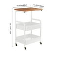 thumbnail image 3 of White Wooden Rolling Cart with Table - 30.31" Mobile Side Table with 2 Mesh Shelves & Open Storage, Compact Nightstand for Living Room, Bedroom, Kitchen - 77x43x30cm Sofa Coffee Table Organizer, 3 of 6
