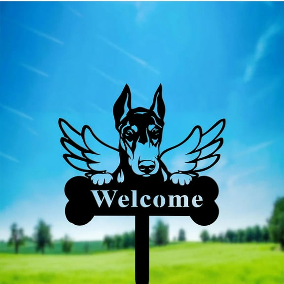 Stainless Steel Metal Dog Stake Statue Garden Lawn Animal Sculpture Outdoor Decor Yard Sign for Yard Patio Backyard Pathway Sidewalk