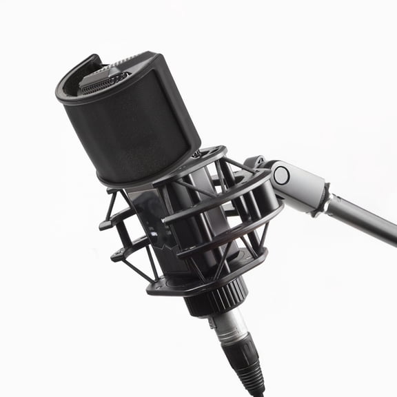 NICEXMAS Black Metal Microphone Filter with Foam Windshield Cover for Studio Recording and Podcasting Mic Use