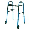 Folding Walker with 5” Wheels, Adjustable Height, Blue